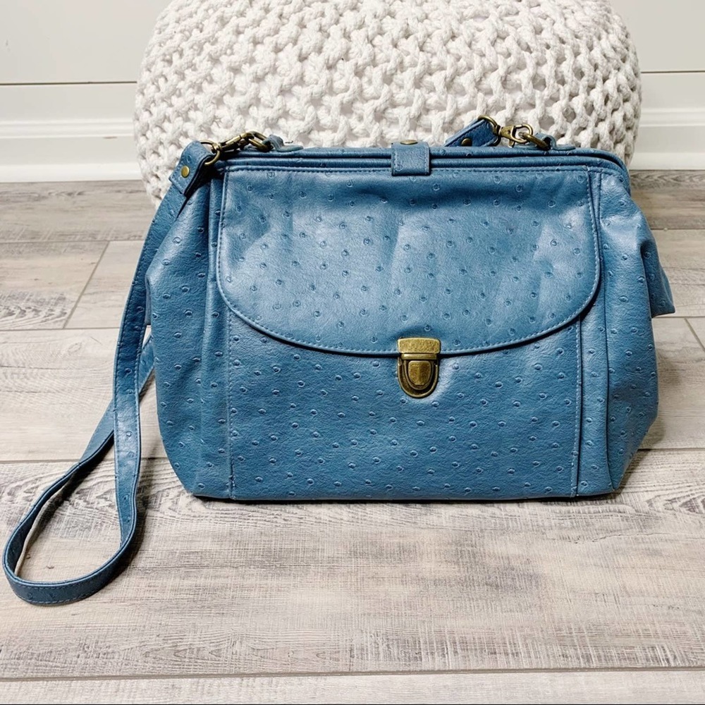 Kimchi Blue Faux Ostrich Crossbody Satchel Blue